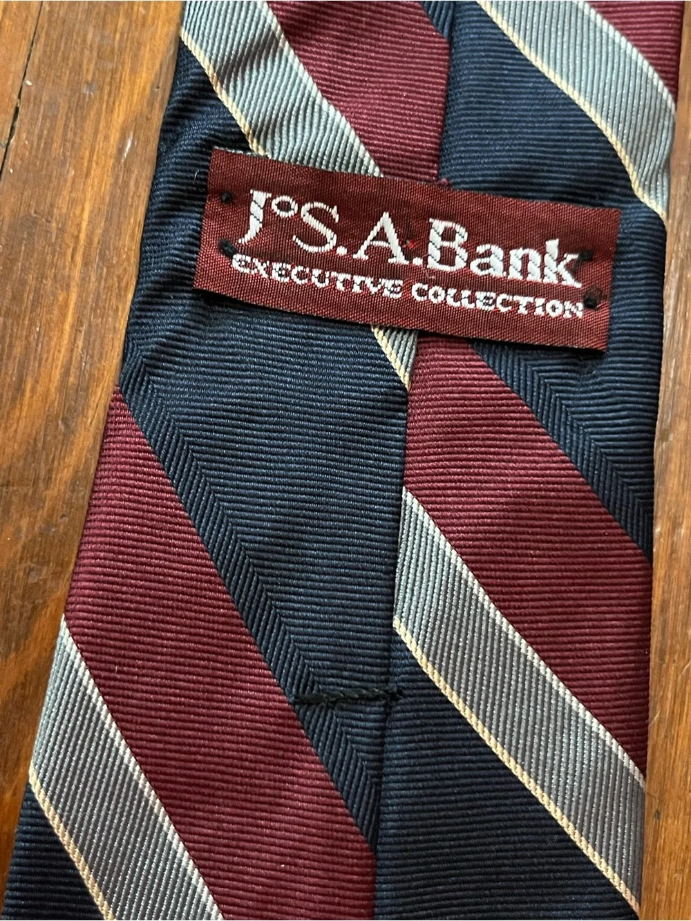 Jos. A. Bank Navy, Burgundy and Silver Diagonal Stripe Tie
